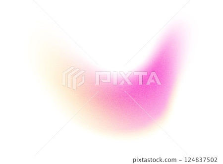 Abstract gradient shape with noise, pink and yellow blurred grainy color gradation, vibrant design element. 124837502