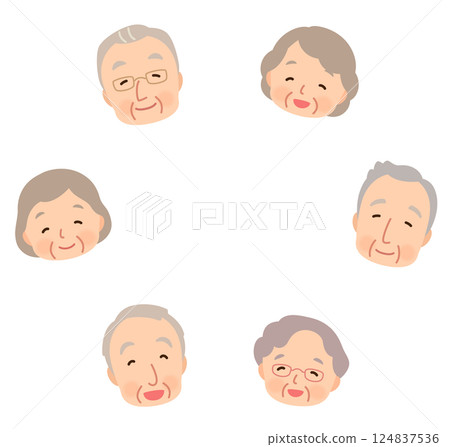 微笑的老年男女，一群老人，臉孔，影印空間 124837536