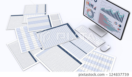 電腦顯示業務文件和數據、數據分析和審查的圖像 電腦顯示業務文件和數據、數據分析和審查的圖像 124837739