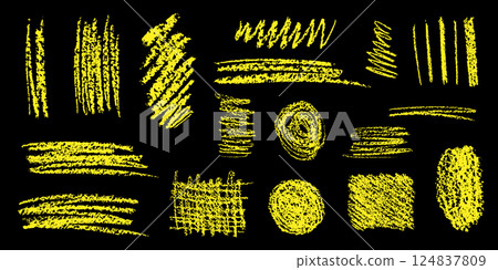 Black chalk hatch drawings on a dark background highlight artistic textures and patterns 124837809