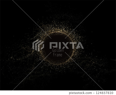 Round isolated frame with gold tinsel, design element 124837810