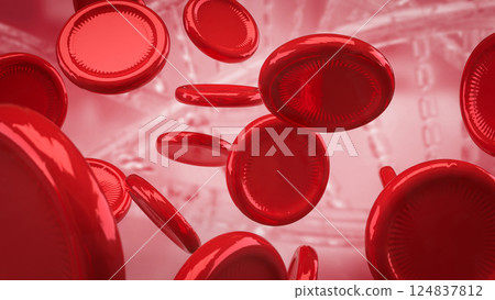 The Red Blood cell for Sci or medical concept 3d Rendering. 124837812