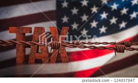The Rusty Tax on USA flag for Business concept 3d Rendering. The Rusty Tax on USA flag for Business concept 3d Rendering. 124837847