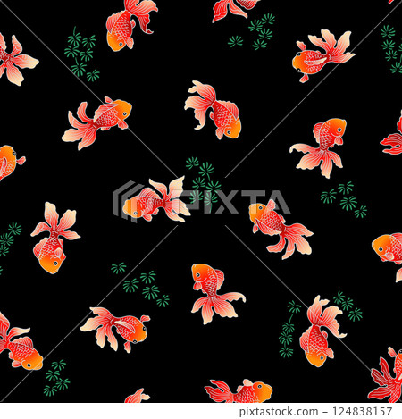 Fashionable and modern swimming goldfish Japanese pattern, 124838157
