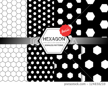 Set of basic seamless patterns: hexagon 124838210