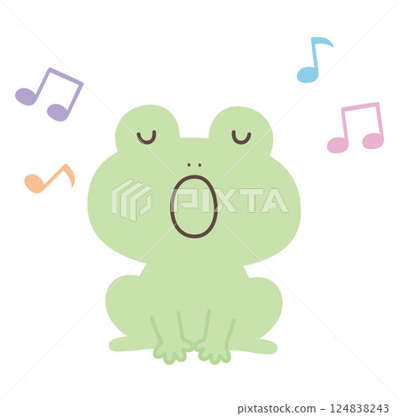 Vector illustration of a cute singing frog 124838243