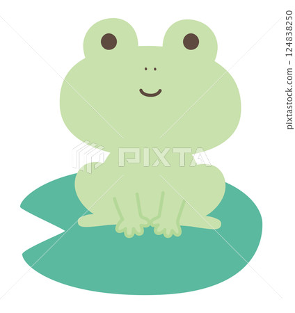 Vector illustration of a cute frog sitting on a lotus leaf 124838250