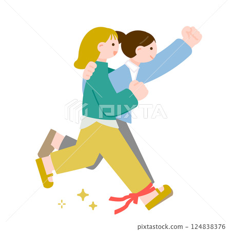 參加三人腿賽跑的女性 參加三人腿賽跑的女性 124838376