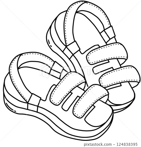 outline cartoon of stylish women's shoes 124838395