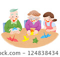 Elderly people doing origami for recreation 124838434