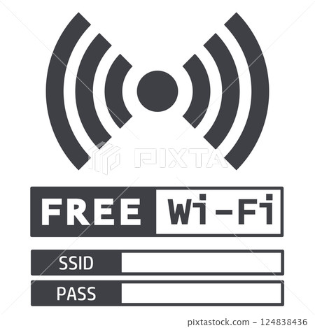 插圖素材公告板：免費Wi-Fi、網路、網路、電腦、手機 124838436