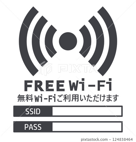 Illustration material bulletin board: Free Wi-Fi, network, internet, computer, mobile phone 124838464