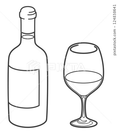 紅酒瓶及玻璃杯（波爾多型） 124838641