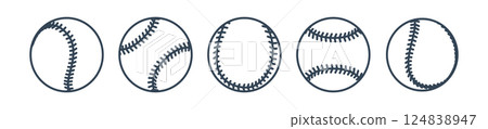 Set of Baseball ball. Outline sport ball baseball. Sport game equipment. Vector illustration Set of Baseball ball. Outline sport ball baseball. Sport game equipment. Vector illustration 124838947