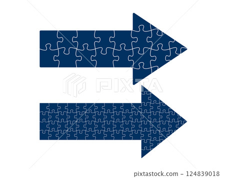 Jigsaw puzzle pieces forming an arrow, symbolizing direction, strategy, and problem-solving. Perfect for business, teamwork, and goal-oriented concepts. Jigsaw puzzle pieces forming an arrow, symbolizing direction, strategy, and problem-solving. Perfect for business, teamwork, and goal-oriented concepts. 124839018