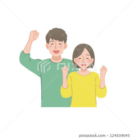Illustration of happy young men and women Illustration of happy young men and women 124839045