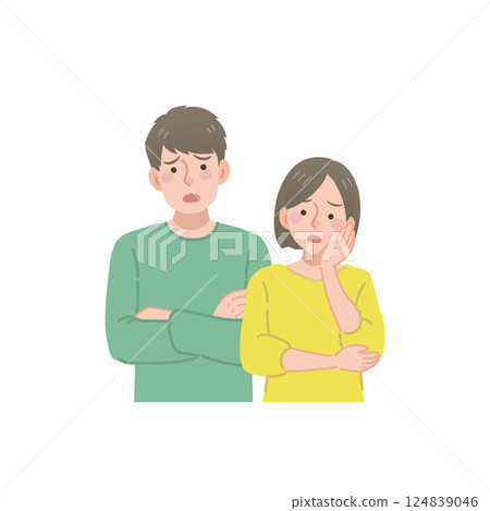 Illustration of a worried young man and woman 124839046