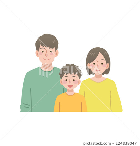 Simple illustration of a family of three 124839047