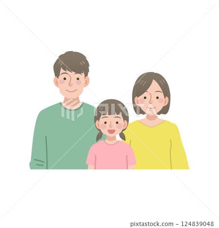一家三口簡單插畫 124839048