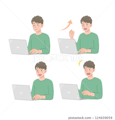 Set of young men using laptops 124839059