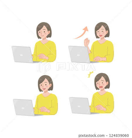 Set of young women using laptop 124839060