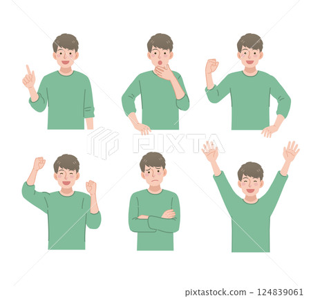 一組姿勢各異的年輕男子 124839061