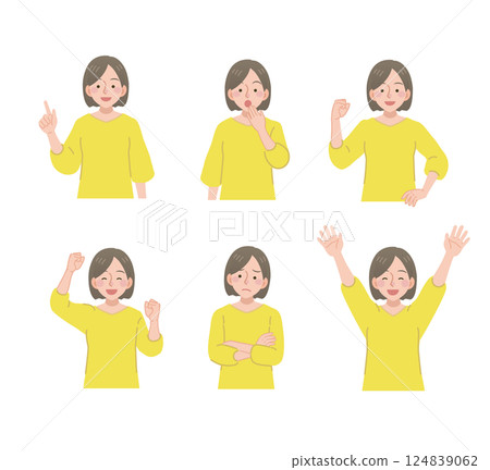 一組姿勢各異的年輕女性 124839062