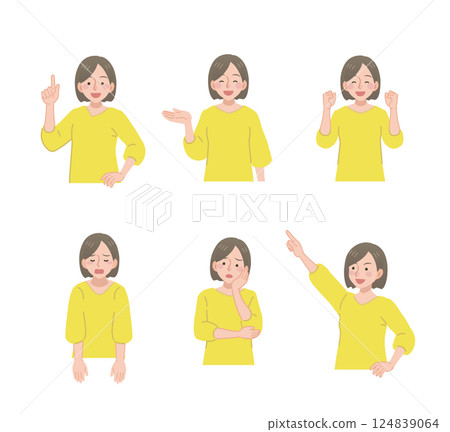 一組姿勢各異的年輕女性 一組姿勢各異的年輕女性 124839064