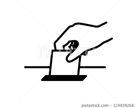 選舉和投票插圖/圖標投票箱手投票政治議員參議院選舉眾議院選舉投票權盒子 124839268