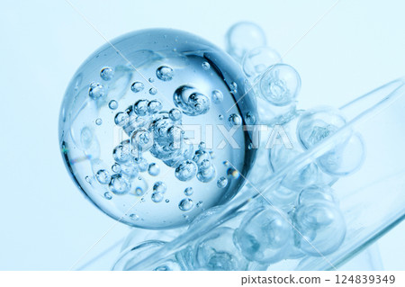 Abstract cosmetic laboratory. An artistic close-up of transparent molecules 124839349