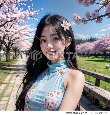 Pose with the cherry blossoms in full bloom!! 124839384
