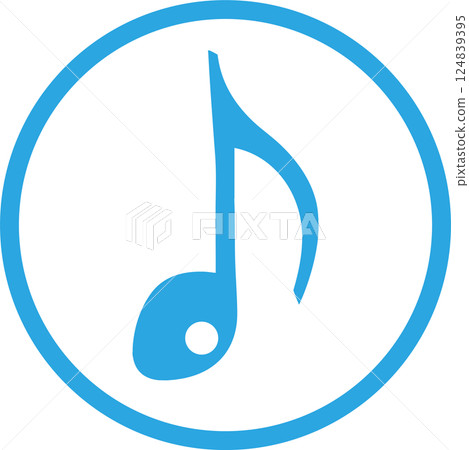 Eighth note melody circle icon Eighth note melody circle icon 124839395