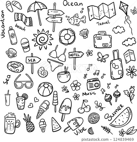 An Exciting and Vibrant Summer Fun Icons Collection for Your Creative Projects and Designs 124839469