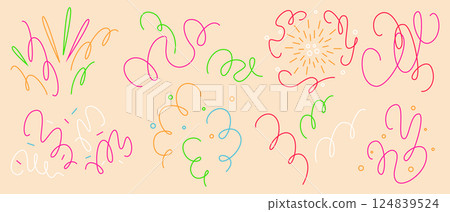Color lines burst set isolated on beige background 124839524