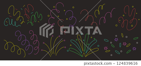 Doodle confetti burst set Doodle confetti burst set 124839616