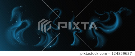 Magic smoke and stars on transparent background 124839627