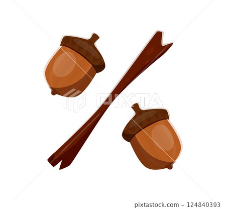 Autumn Thanksgiving font acorn punctuation percent symbol. Fall season typeface punctuation mark, autumnal vector alphabet font sign. Autumn harvest English type symbol or kids ABC typeset element Autumn Thanksgiving font acorn punctuation percent symbol. Fall season typeface punctuation mark, autumnal vector alphabet font sign. Autumn harvest English type symbol or kids ABC typeset element 124840393