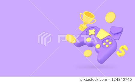 Esport virtual video gaming championship win entertainment banner copy space vector illustration Esport virtual video gaming championship win entertainment banner copy space vector illustration 124840740