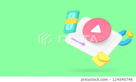 Blog vlog making money via internet video content advertising banner copy space vector illustration 124840746