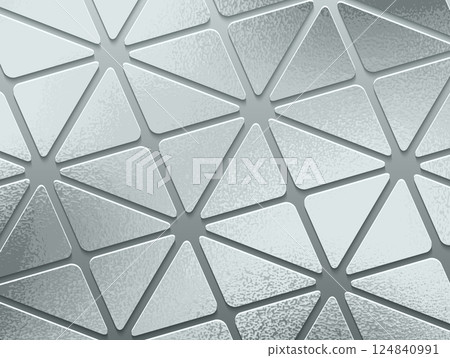 Luxury silver geometric background with embossed geometric triangular pattern. Polished aluminum. Elegant platinum 3D triangular texture. Perfect for luxury branding, packaging, and modern designs 124840991