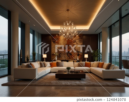 Luxury living room with sofa at apartment Luxury living room with sofa at apartment 124841078