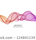Orange purple horizontal wave lines, white background with transparent wave. 124841139