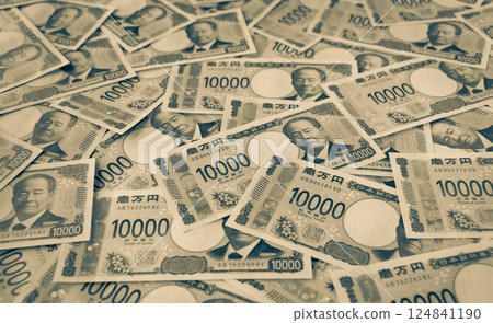 10,000 yen note background, background material, banknote (Eiichi Shibusawa), cash 124841190