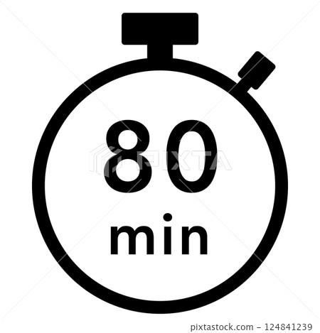 80 minutes stopwatch icon 124841239