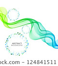 Blue green transparent wave lines, white background with transparent wave. 124841511