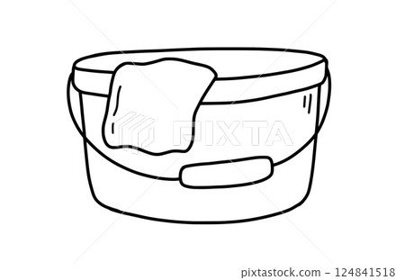 Cleaning bucket hand drawn in doodle style. Vector line art illustration. 124841518