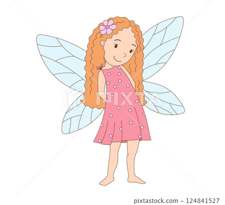 Cute little fairy isolated on white background. Vector flat illustration 124841527