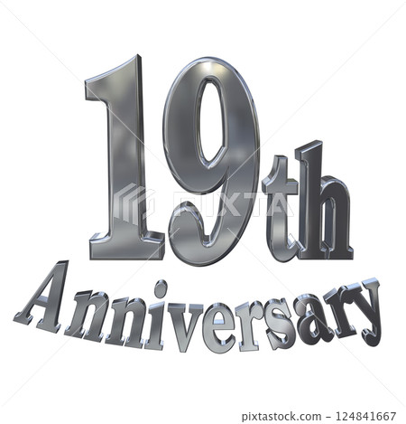 3DCG letters "19th Anniversary/19th Anniversary mark glitter" Silver, Silver 124841667