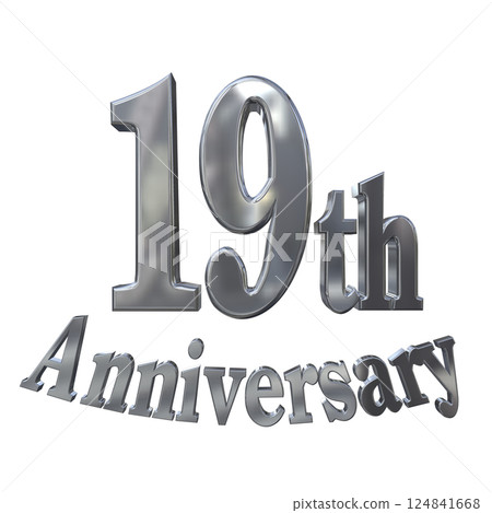 3DCG letters "19th Anniversary/19th Anniversary mark glitter" Silver, Silver 124841668