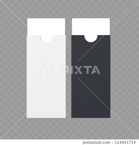 White and Black Paper Packaging Box with Folded Flap Vector 124841714